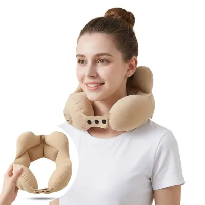 Wholesale Ergonomic Inflatable Neck Rest for Travel Camping Head Cushion U Shape Air Pillow for Long Flight Neck Support Pillow