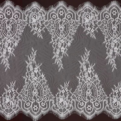 Trim French Lace Fabric Handmade Nylon 35cm Width Elegant Floral Pattern for Wedding Dresses & Evening Clothing Decoration