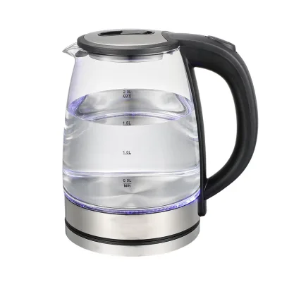Glass Electric Kettle 2.0L Rapid Boil Blue LED Illuminated Stainless Steel Heating Cordless Water Boiler Hot Water Pot