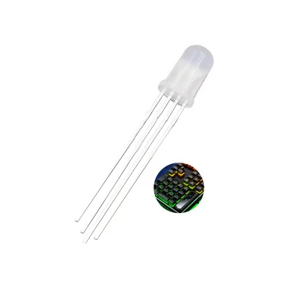 1.8-3.2V Milky Lens WS2812 5mm 4Pin RGB Pixel LED Diode 60 Degree Beam Angle 2000-5500mcd for Magic Color Keyboard Lighting