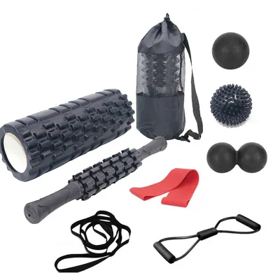 9 In1 Resistance Band EVA ABS Yoga & Pilates Foam Rollers Stick Ball Portable Fitness Exercise Equipment