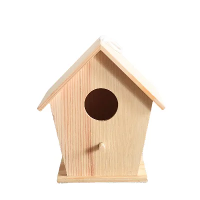 Wooden Hanging Bird House, Creative House Shape Bird House, Wall Decoration Bird House