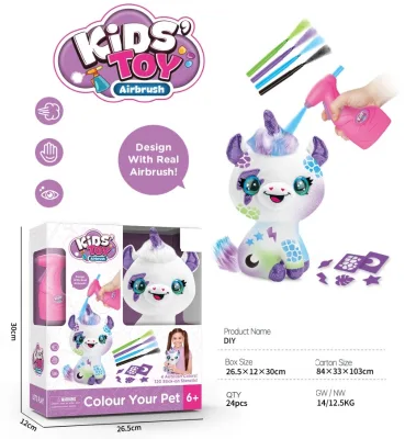 DIY Spray Drawing Toys Educational Kid Toys Plush Toy Washable Painting Stuffed Animal Dog Unicorn Gift Toy for Kids