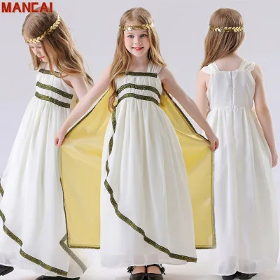 Kids Ancient Greek Goddess Cleopatra Cosplay Children Girl Masquerade Ball Performance Halloween Costumes