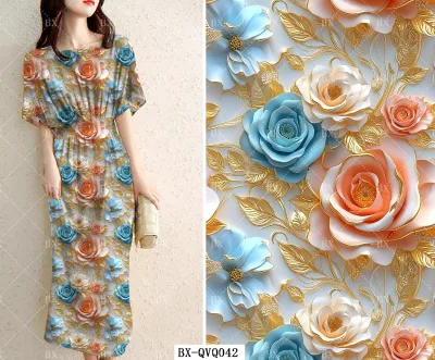 30s Floral Design Digital Print Fabric 110GSM Fashion Patterns for Summer Women Dress Men Women and Kids Shirt Fabric