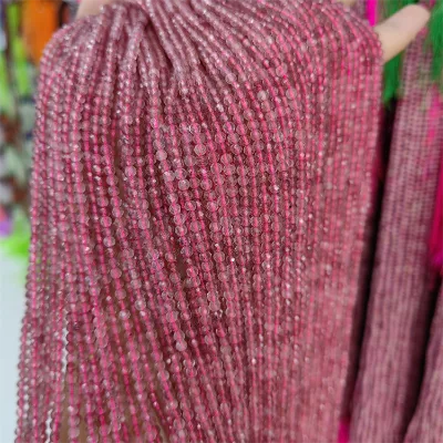 Natural Strawberry Quartz Rondelle Faceted Beads Jewelry Loose Strand Gemstone Crystals Beads