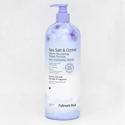 Custom Printed Sea Salt Orchid Shower Gel Bottle Label for Personal Care Packaging Waterproof PET Film