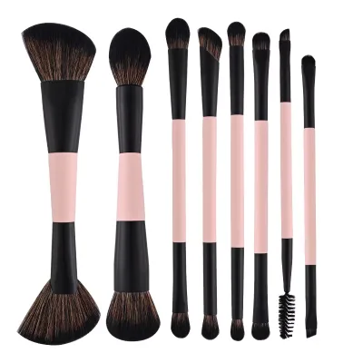 Super Soft Fiber Double Ended Makeup Brushes 8pcs Professional Custom Logo Private Label Dual Tip Cosmetic Brushes Wholesale