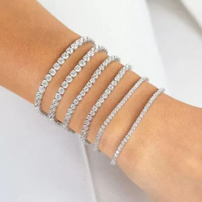 Ladies' stainless steel bracelet set with AAA zircon2mm3mm5mm high-quality tennis bracelet