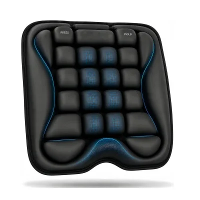 Ergonomic Inflatable Airplane Seat Cushion Built-in Pump, Air-Cell Pressure Relief for Long Travel Flights