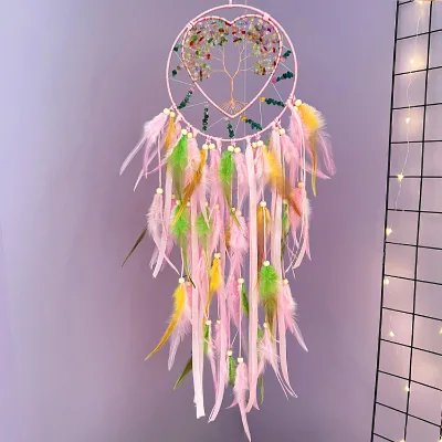 Modern Latest Large Heart Crystal Stone Dream Catcher Wall Art Decorative Bohemian Home Decor
