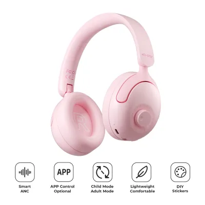 Children Over Ear Bluetooth Noise Cancelling Headphones App Support Volume Control DIY Stickers Type C Headset