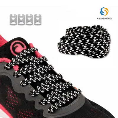 Hengfeng Flat Elastic No-Tie Antiskid Lazy Shoelaces Polyester + Rubber 7mm Wide Easy Install Versatile Sports Sneaker Laces