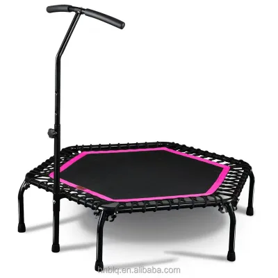 50" Fitness Trampolines, Rebound Recreational Exercise Trampoline Adjustable Handrail, Jump Trampoline Kids Adults Load 440lbs