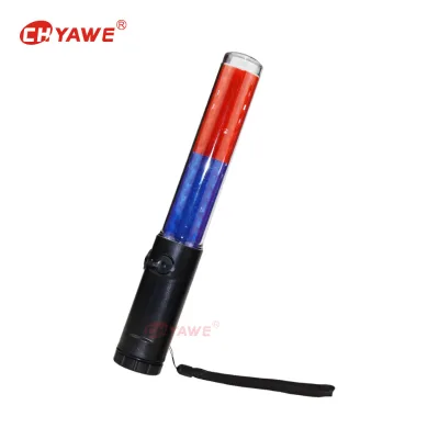 26cm LED Traffic Control Baton PC Tube ABS Handle Red & Red-Blue Available Battery Operated Signal Wand for Traffic Command