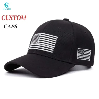 Adjustable Tactical Cap with 3D US Flag Embroidery Custom Sporty Canvas Hat for Men and Women Casual Outdoor Sports Adventures