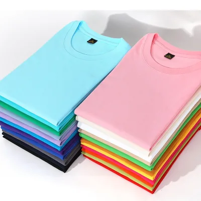 Custom Logo Sublimation Short Sleeve Tshirts Men's 100% Cotton Heavyweight White and Black T-shirt Knitted Fabric