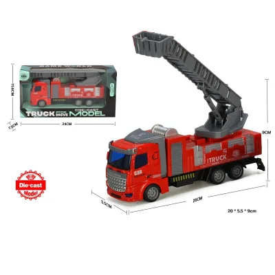 Customized HDX 1:50 Scale Pull-Back Ladder Fire Truck Alloy Diecast Model with 220V Voltage