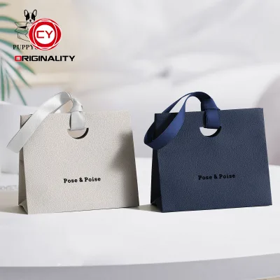 Biodegradable Shopping Ribbon Rope Hand Cowhide Paper Bag