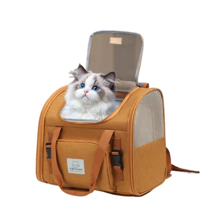 2026Wholesale Oxford Zipper Expandable Breathable Outdoor Portable Large Space Solid Color Pet Backpack for Cats & Dogs