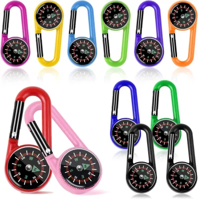 Small Keychain Compasses, Compass Carabiners Small Pocket Magnetic Compass Keychain for Kids Outdoor Survival Camping Party