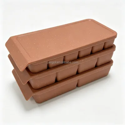 BPA Free Stackable Silicone Freezer Tray 2 4 6 Protion Wide Long Ice Stick Mold Reusable Ice Making Tray With Cover for Kitchen
