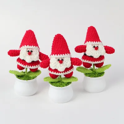 Christmas Keychain Santa Claus Knitted Wool Keyring Handbag Bag Car Key Purse Decoration Xmas Holiday Party Gift