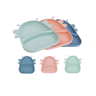 Non-slip Suction Bpa Free Kids Plate Microwave Friendly Silicone Toddler Infant Baby Silicone Plates Baby Tableware