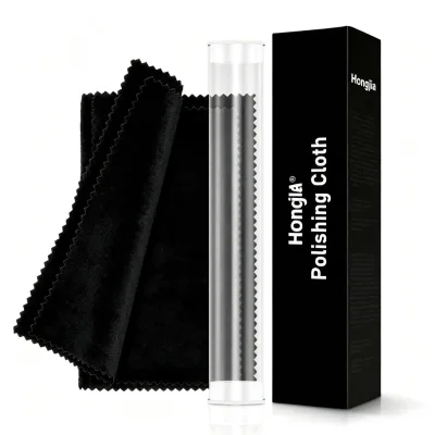Hongjia Custom Logo Microfiber Cloth Jewelry Polishing Anti Tarnish Gold Silver Cleaning Cloth in Tube Model Hj-clean Cloth-003