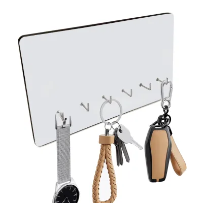 Customized Eco-friendly Wooden Door Hanger Sublimation Blank MDF Key Holder with 6 Hooks for Kitchen Use