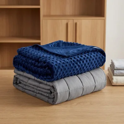 Cotton Dark Grey Weighted Blanket Heavy Throw Filled with Glass Bead for Adults for Calming, Sleep and Nap
