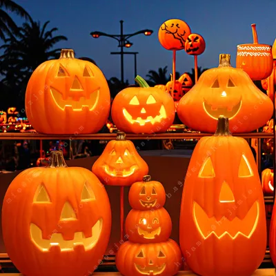 Funny Style Indoor Plastic Pumpkin Lanterns with Customized Color & Size for Halloween Festive Decorations