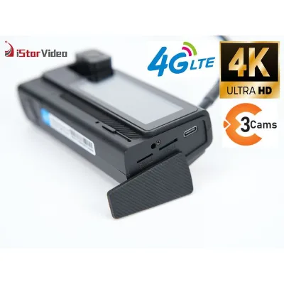 4G Connected 3-Channel Dashcam - 4K Front, Two-Way Talk & 512GB Max Storage, 3 IPS Touchable screen