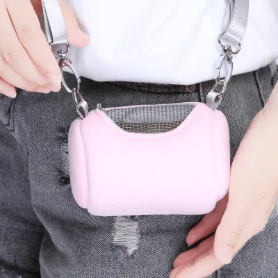 Pet Cage Cross Body Accessories Cylinder Design Soft Practical House Travel Portable Squirrel Visible Mesh Hamster Carrier Bag