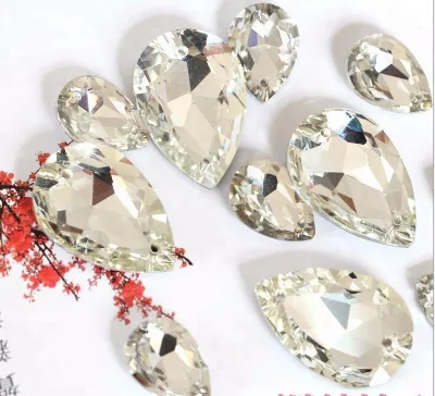 Wholesale Flat Back Sew Beads Shape Crystal Drop Shinny for Wedding Garments Sewing Crystal Rhinestone