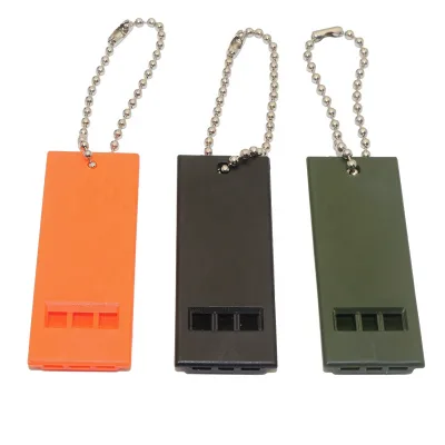 Marine Emergency Plastic Loud Voice Whistle Custom Printed Orange Outdoor Whistle with Keychain