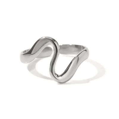 Fashion Daily Simple Minimalist Stainless Steel Opening Ring Gift Irregular Curved Rings for Women