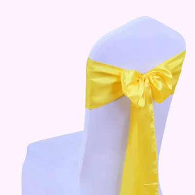 Factory Wholesale Satin Chair Sashes Chair Back Ties for Wedding Chair Sashes Plain Dyed Customized Oem