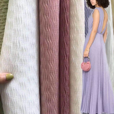 Factory Made Double Crepe Satin Pleated Polyester Velvet Seersucker Abaya Chiffon Crinkle Crepe Fabric for Dress Shirt Fabric