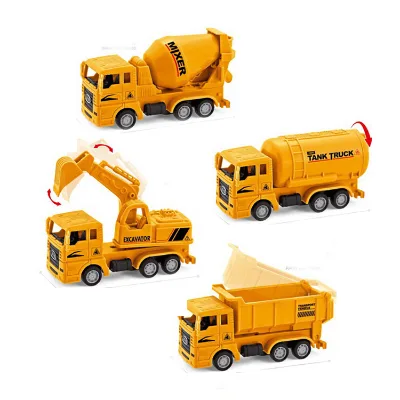 Promotion Dollar Item Pull Back Car 4-Pack Plastic Engineering Truck and Car Toy City Toy Car Collection