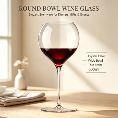 Luxury 600ml Custom Wine Glass Clear Thin Stem Red Wine Glasses for Party Hotel Restaurant Bar Christmas Souvenir