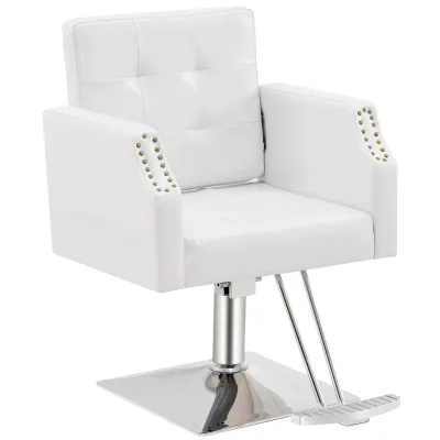 Modern White Leather Barber Chair for Barbershops 360 Degree Swivel Salon Equipment Haircutting Furniture