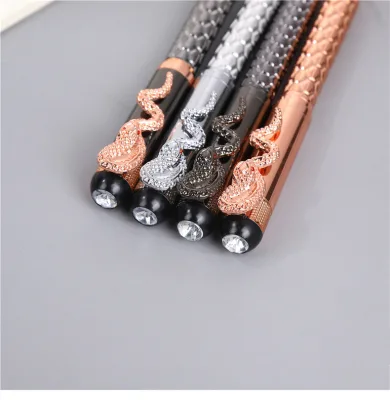 Signature Silver Plate Engraved Snakeskin Pattern Featuring Business Gift Metal Ball Pen Animal Antique Stationery Gifts