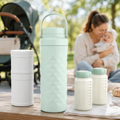 MilkChiller 360 Cooling Ring Manual Stainless Steel Breast Milk Storage Flask BPA Free 1.5L Capacity Portable Maternity Travel