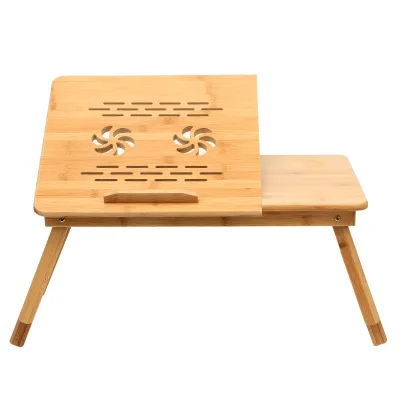 Foldable Bed Desk Moso Bamboo Height-Adjustable Laptop Table Dormitory Bedside Small Table Cooling Lazy Desk