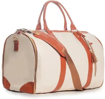 Foldable PU Leather Carryall Travel Bag Convertible Garment Duffle Bag for Travel