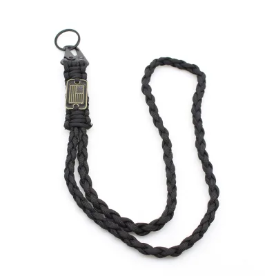 Heavy Duty Paracord Lanyard Keychain with Flag Braided key lanyard for keys for Outdoor Activities
