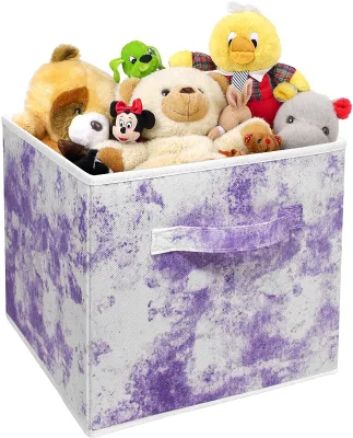 Modern White Marble Print Fabric Closet Storage Cubes Bins Rectangle Foldable PP Plastic Handle Magnetic Card Use for Wardrobe