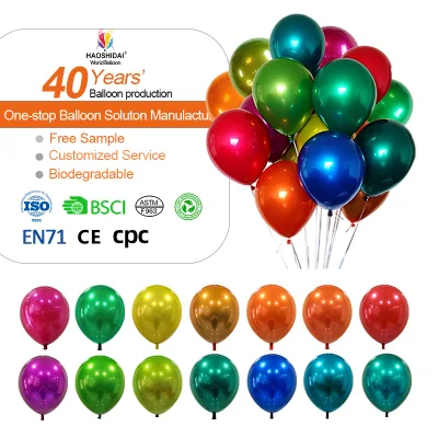 Wholesale Eco-friendly Biodegradable Chrome Ice Crystal Gemstone Double Layer Latex Balloons (5/10/12inch) for Party Decorations