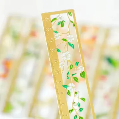 Multi-functional OEM ODM Custom Hollow Chinese Style Exquisite Ruler-shaped Design Stainless Steel Bookmark Student Stationery